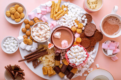 High angle view of food on table