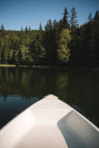 Reflection of trees in lake against sky