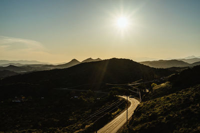 Scenic view of mountains against sky during sunset