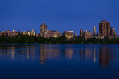 Central park reservoir and skyline