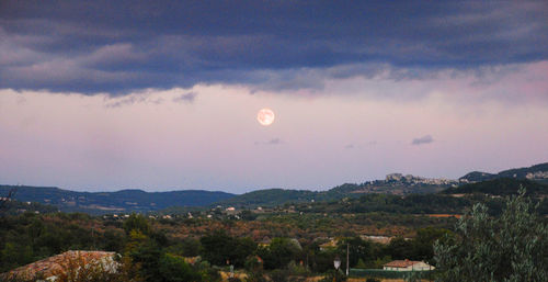 Scenic view of mountains against cloudy sky