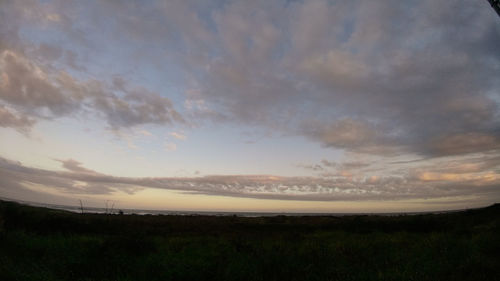 Scenic view of field against sky during sunset