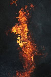 High angle view of bonfire on field at night