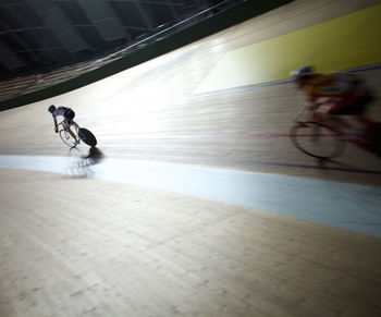 Blurred motion of car on road
