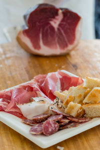 Close-up of food on table