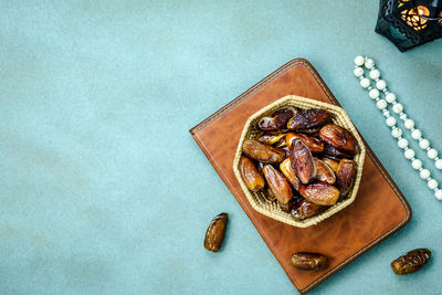 High angle view of food on table