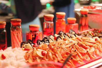 Close-up of seafood in market