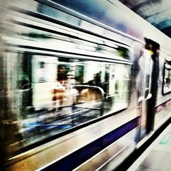 Train on railroad station platform