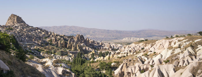 Scenic view of mountains against clear sky