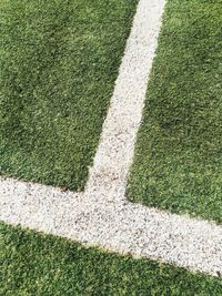 High angle view of soccer field