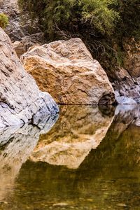 Rock formation by lake