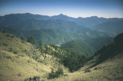 Scenic view of mountains against sky