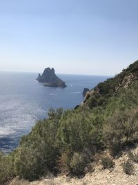 Scenic view of sea against clear sky