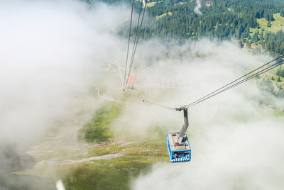 Overhead cable car over water