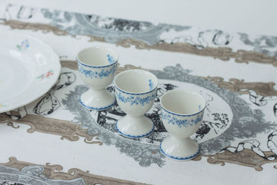 Close-up of glasses on table