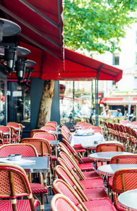 Tables and chairs at restaurant