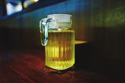 Glass of jar on table
