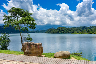 Scenic view of lake against sky