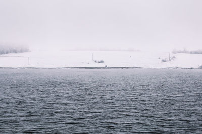 Scenic view of sea against sky during winter