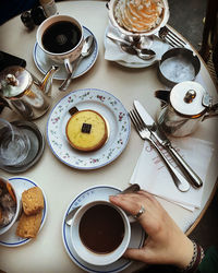 High angle view of food on table