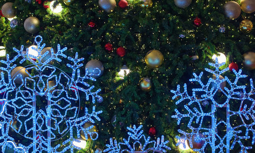 Full frame shot of illuminated christmas tree