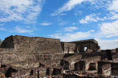 Low angle view of old building against sky