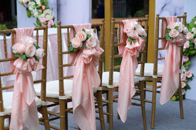 Pink flowers on table