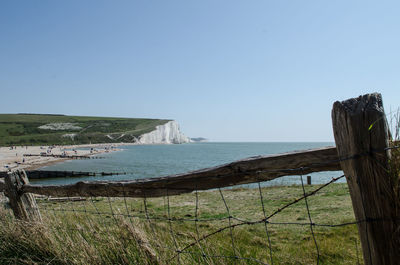 Scenic view of sea against clear sky