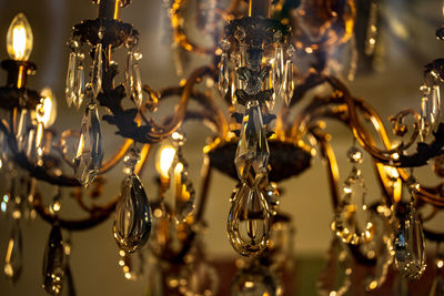 Close-up of illuminated chandelier