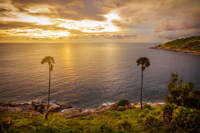 Scenic view of sea against sky during sunset