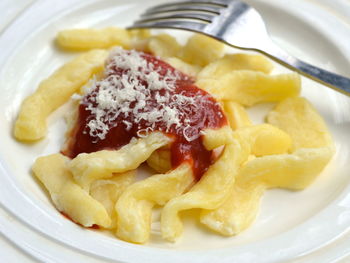 Close-up of breakfast served in plate