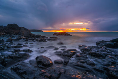 Scenic view of sea against sky during sunset