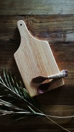 Close-up of cutting board on table