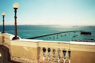 Scenic view of sea against blue sky
