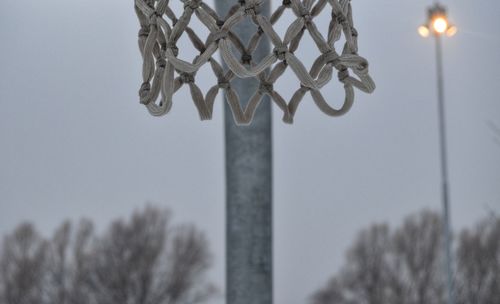 Low angle view of basketball hoops 