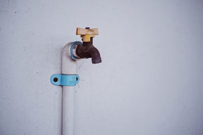 Close-up of pipe on wall