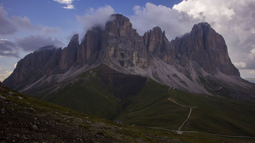 Scenic view of dolomites mountains against sky