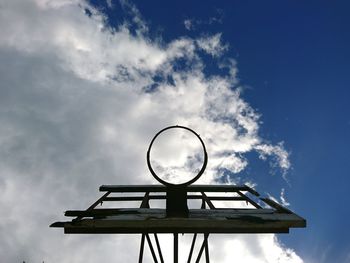 Low angle view of basketball hoop against sky