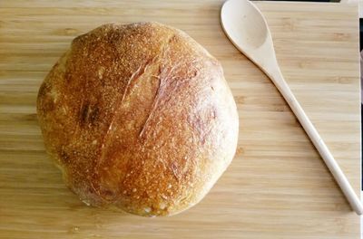 High angle view of bread on table