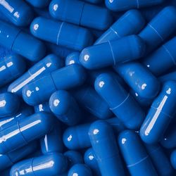 Full frame shot of blue capsules