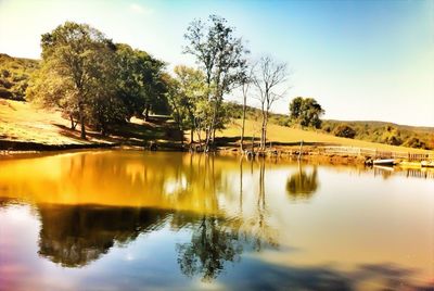 Scenic view of lake against sky