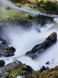 Scenic view of waterfall