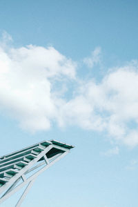 Low angle view of building against blue sky