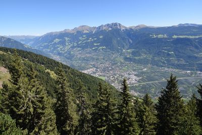 Scenic view of mountains against clear sky