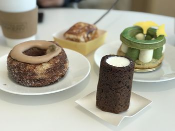 Close-up of breakfast served on table