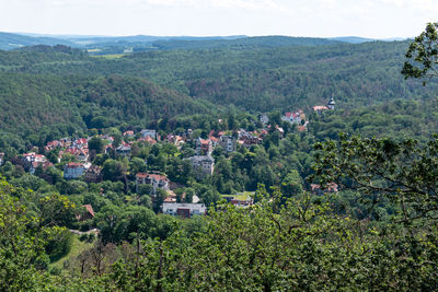 High angle view of townscape against sky