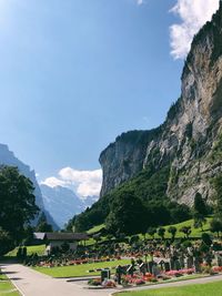 Scenic view of mountain range against sky