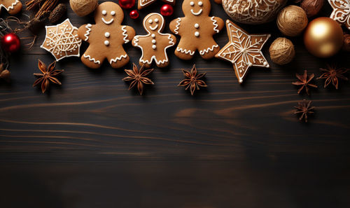 Close-up of christmas decorations on table