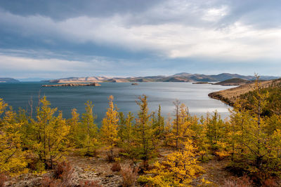 Scenic view of lake against sky