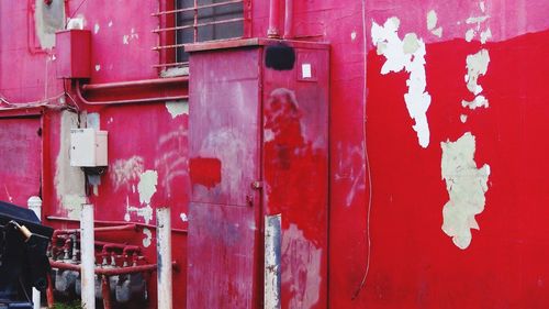 Full frame of weathered brick wall